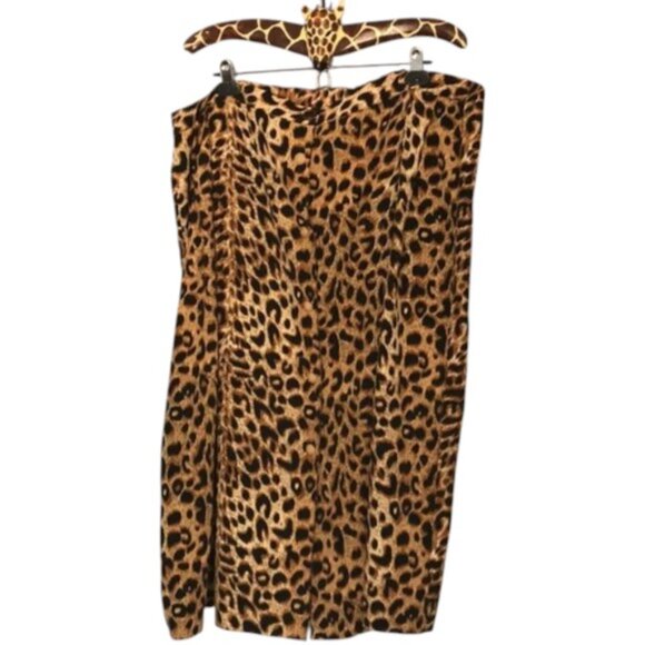 Vintage Voir animal leopard print soft flowy button down skirt elastic w… - Picture 2 of 10
